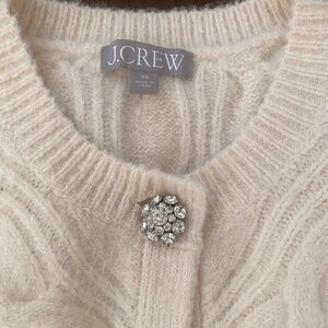 J Crew Rhinestone Button Cable Cardigan